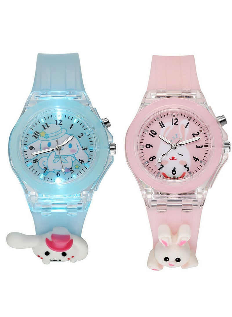 Haoyu 2 Pcs Kids Watches,3D Lovely Cartoon Digital Sport Watch Silicone Wristwatches Best Gift for 3-11 Year Old Girls Boys,Time Teaching Easy to Read Time Clearly at Night - Image 1