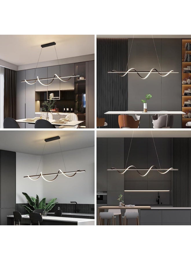 Modern LED Pendant Light – Luxury Wave-Shaped LED Chandelier for Dining Room, Kitchen Island & Living Room, Contemporary Adjustable Hanging Lighting Fixture for Home Décor - Image 2