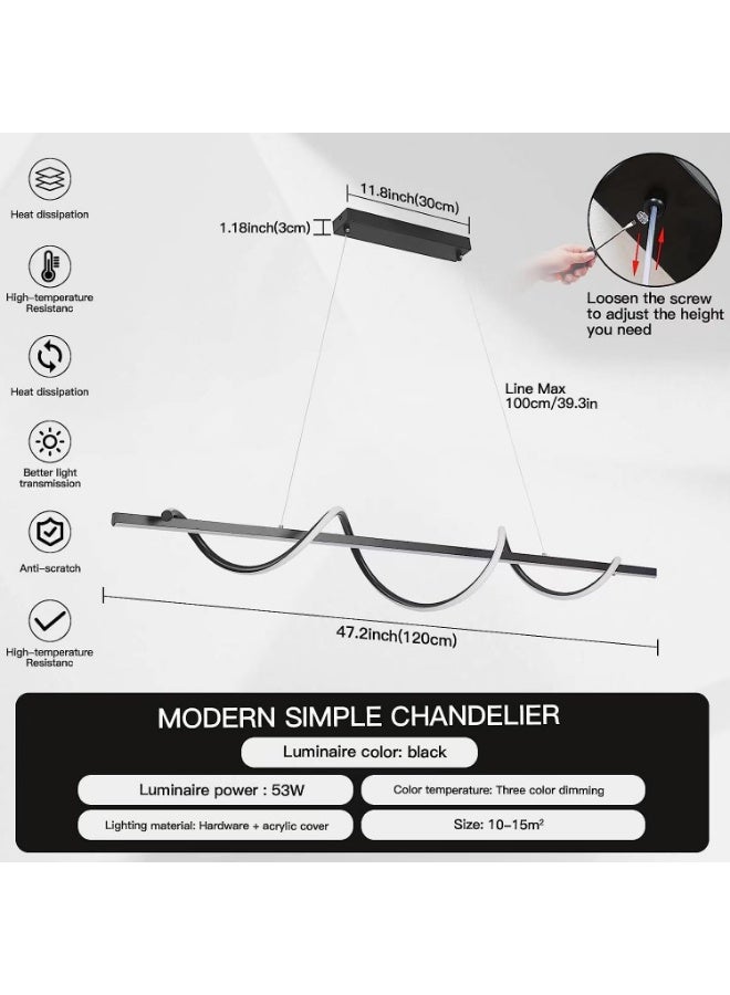 Modern LED Pendant Light – Luxury Wave-Shaped LED Chandelier for Dining Room, Kitchen Island & Living Room, Contemporary Adjustable Hanging Lighting Fixture for Home Décor - Image 4