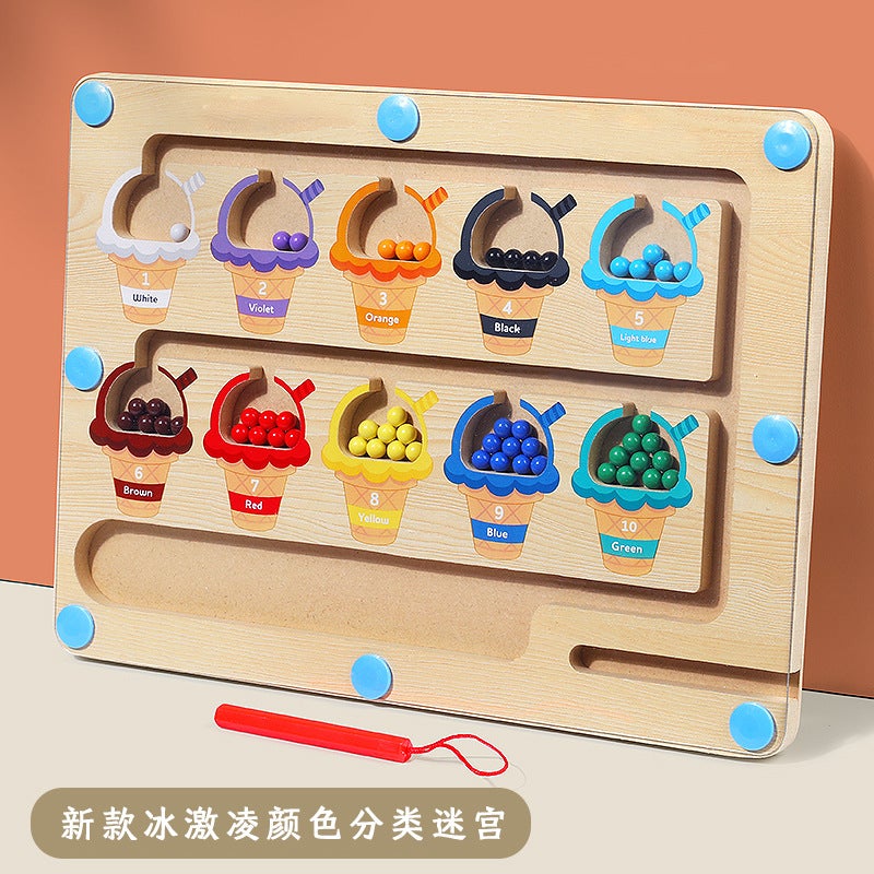 Cpc Kidsren'S Puzzle Puzzle Magnetic Pen Digital Maze Early Education Wooden Color Classification 1--3 Years Old Toys - Image 1