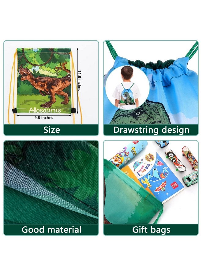 Weewooday Weewooday 20 Pcs Dinosaur Party Favor Bags Drawstring Gift Goodie Treat Bag Dinosaur Candy Party Supplies Backpack for Birthday Candy Decoration(Bright Style)  - Image 3