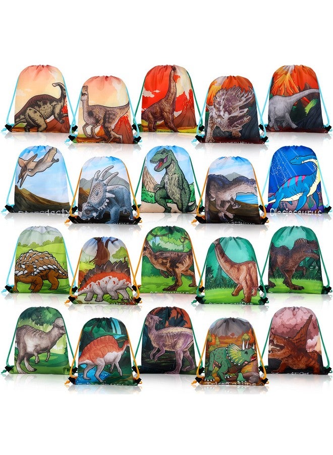 Weewooday Weewooday 20 Pcs Dinosaur Party Favor Bags Drawstring Gift Goodie Treat Bag Dinosaur Candy Party Supplies Backpack for Birthday Candy Decoration(Bright Style)  - Image 1