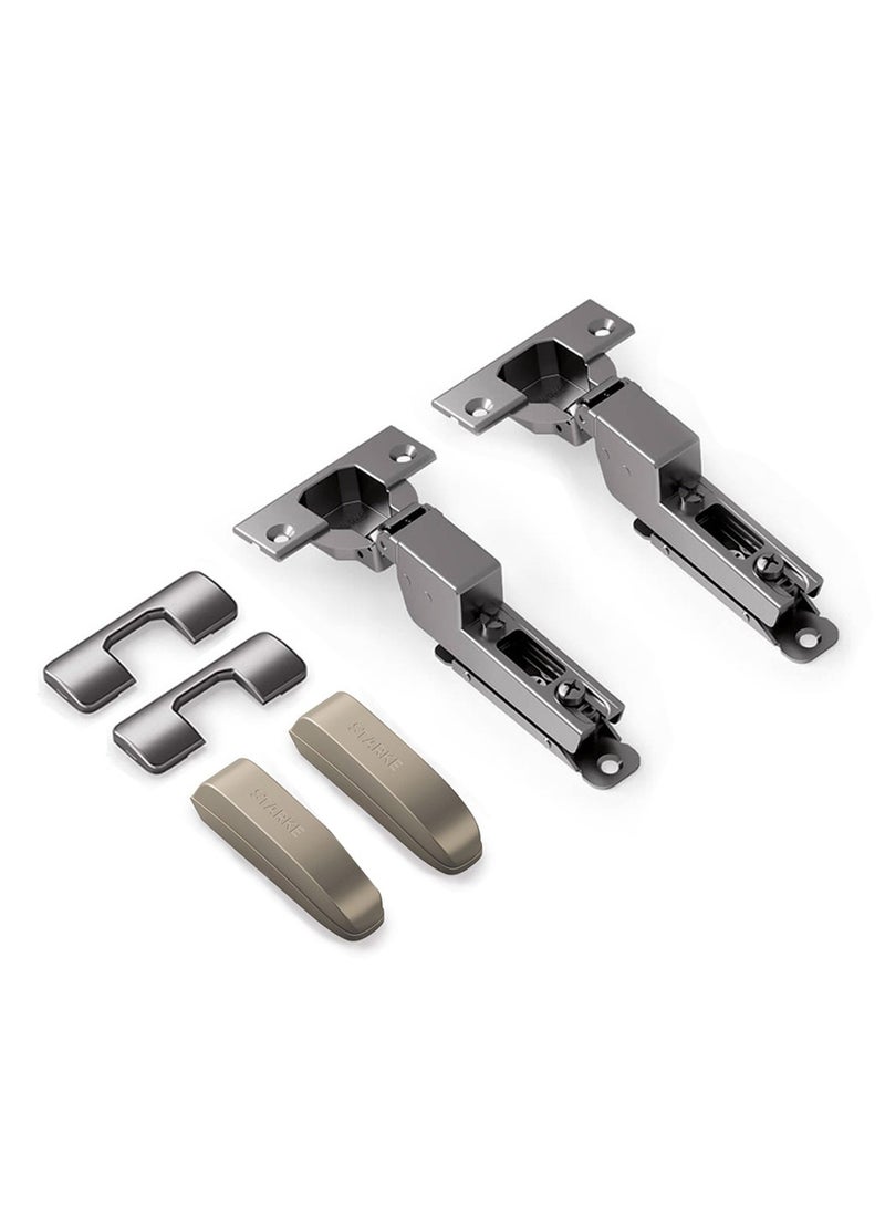 STARKE Pack of 2 Inset Soft Close Cabinet Wingless Hinge -Black Electroplated, 95 Degree Opening Angle, 16-25mm Application, Strong Hydraulic System - Gold Protective Cover & Screws included. - Image 1