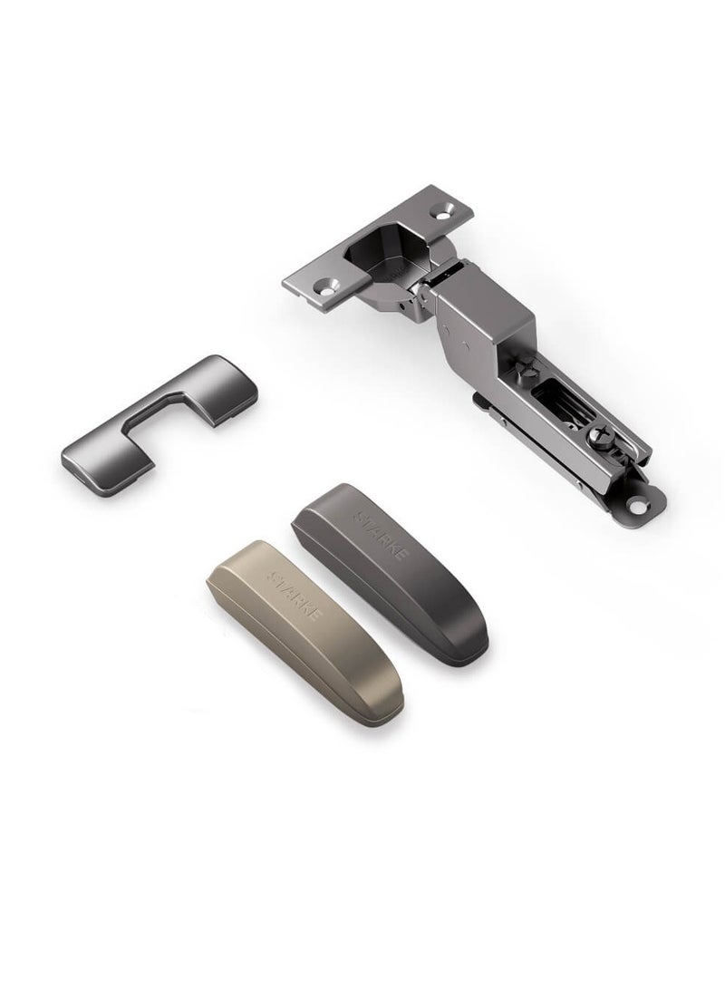 STARKE Pack of 2 Inset Soft Close Cabinet Wingless Hinge -Black Electroplated, 95 Degree Opening Angle, 16-25mm Application, Strong Hydraulic System - Gold Protective Cover & Screws included. - Image 3
