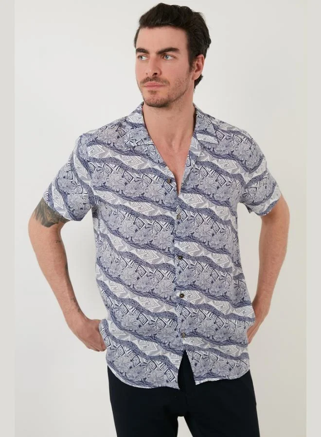 Buratti  Buratti Regular Fit Short Sleeve Apache Collar Patterned Shirt Men's SHIRT CF21S114293 for Men | Best Price UAE