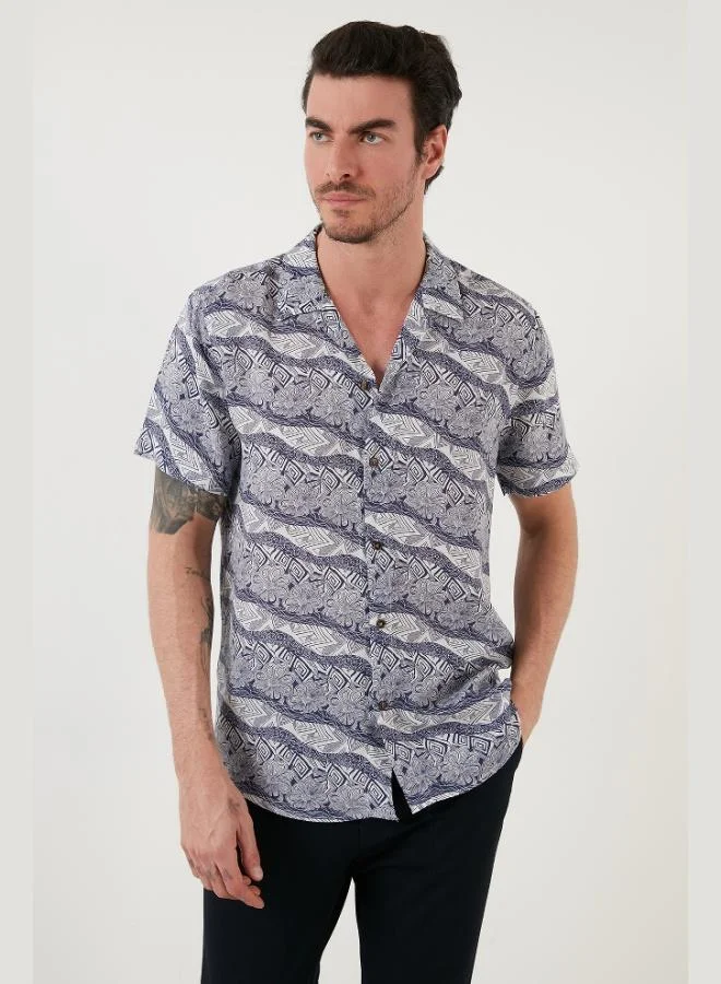 Buratti  Buratti Regular Fit Short Sleeve Apache Collar Patterned Shirt Men's SHIRT CF21S114293 for Men | Best Price UAE