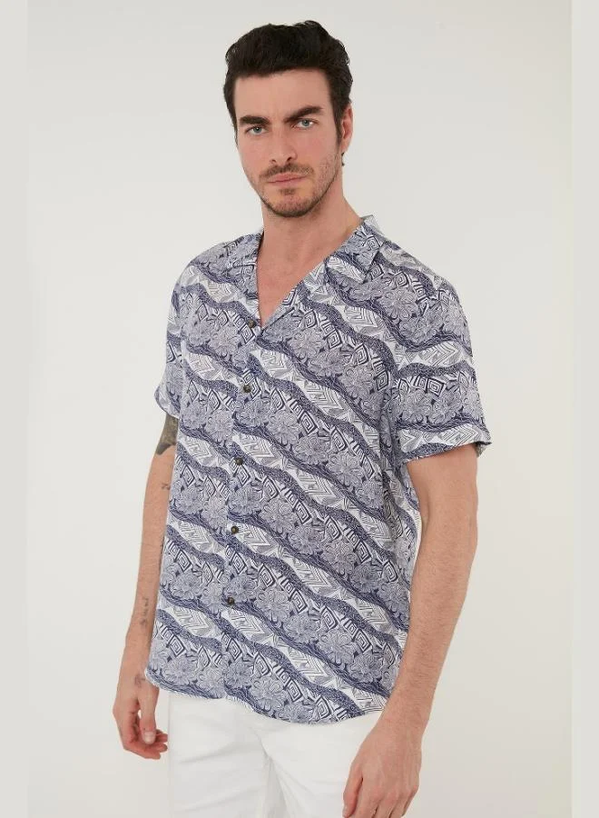 Buratti  Buratti Regular Fit Short Sleeve Apache Collar Patterned Shirt Men's SHIRT CF21S114293 for Men | Best Price UAE