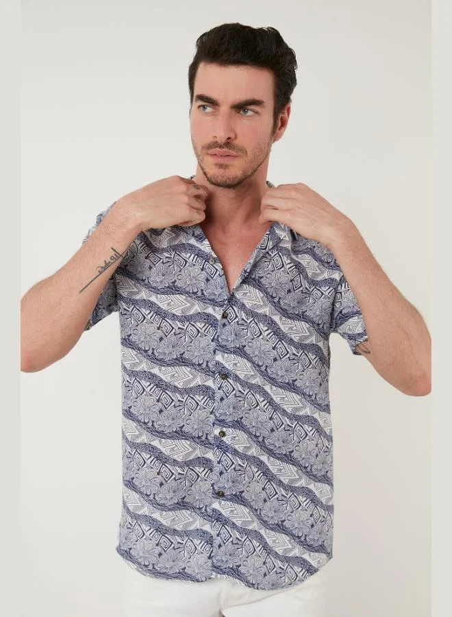 Buratti  Buratti Regular Fit Short Sleeve Apache Collar Patterned Shirt Men's SHIRT CF21S114293 for Men | Best Price UAE