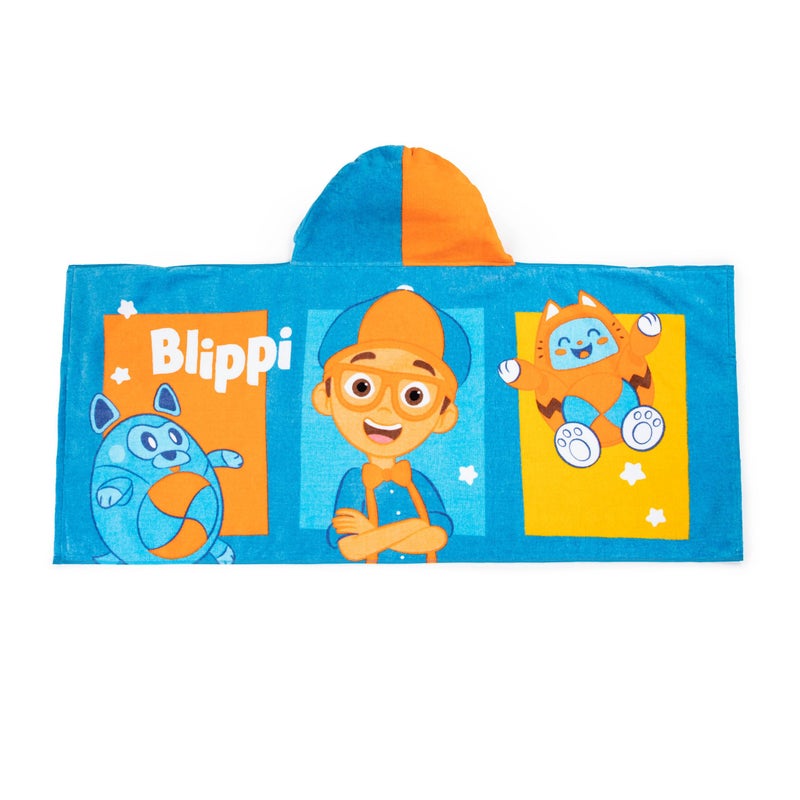 Jay Franco Kids Hooded Towel â€“ 22" x 51" Super Soft Bath Wrap with 3D Hood, Beach, Pool & Travel, Official Licensed Product, Blue - Blippi - Image 4