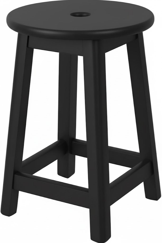 Wooden bar stool without backrest, 50 cm black color