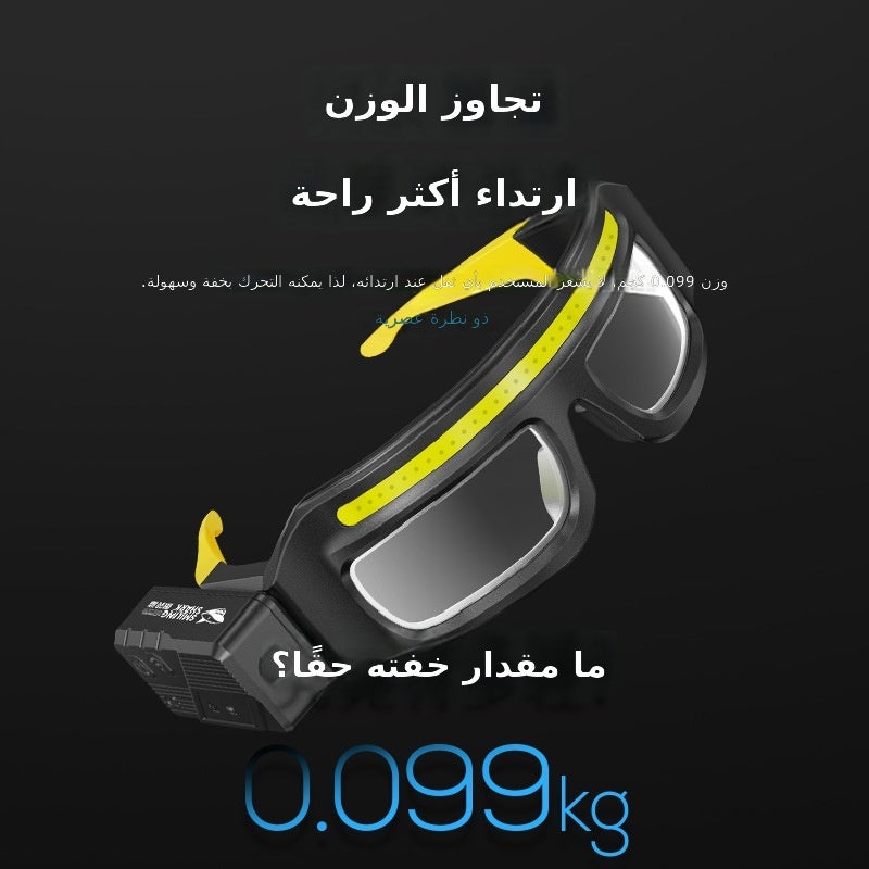 القرش المبتسم نظارة ضوء أمامي LED عالي الطاقة - قابلة لإعادة الشحن للاستخدام الخارجي، للدراجات، الصيد الليلي، التخييم، المشي (أصفر، 800 مللي أمبير) - Image 4