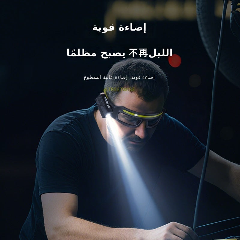 القرش المبتسم نظارة ضوء أمامي LED عالي الطاقة - قابلة لإعادة الشحن للاستخدام الخارجي، للدراجات، الصيد الليلي، التخييم، المشي (أصفر، 800 مللي أمبير) - Image 3