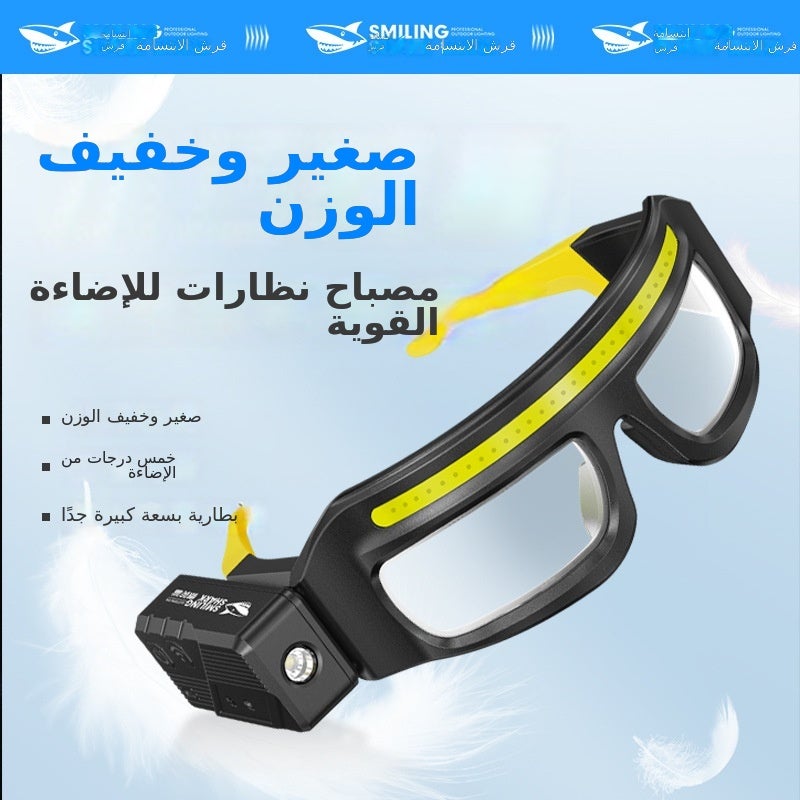 القرش المبتسم نظارة ضوء أمامي LED عالي الطاقة - قابلة لإعادة الشحن للاستخدام الخارجي، للدراجات، الصيد الليلي، التخييم، المشي (أصفر، 800 مللي أمبير) - Image 2