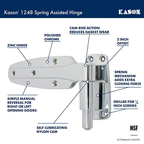Kason 1248 Spring Assisted Hinge, 2 Inch Offset, Polished Chrome Finish, 11248000030 - Image 3