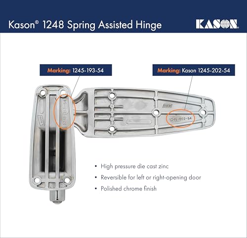 Kason 1248 Spring Assisted Hinge, 2 Inch Offset, Polished Chrome Finish, 11248000030 - Image 4