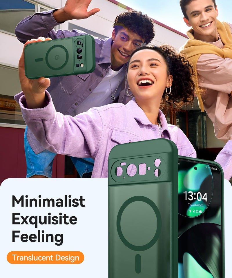كانشن CANSHN Magnetic for Google Pixel 10 Pro XL Case(6.8 Inch), Upgraded [Full Camera Protection] [Compatible with Magsafe] [Translucent Matte] Shockproof Protective Phone Cover, Deep Green - Image 4