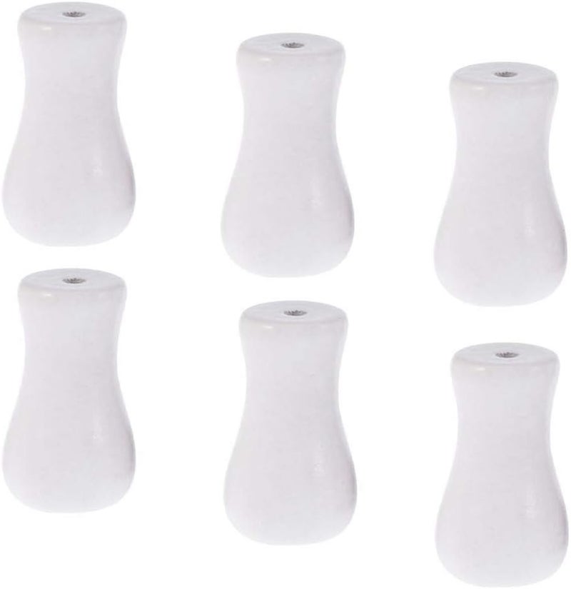 Cutelec Wood Cord Tassels 6Pack for Window Blinds White Cord Knobs Wooden Hanging Ball Pulls for Curtain Craft(6, White) - Image 1