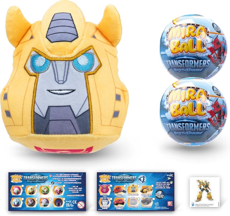 Transformers, 3-in-1 Surprise, 2 Pack, Blind Box Toys for Kids - Collectable Characters from TV Shows - Metal Ball, Plush, Stickers, White Ribbon - Collect Them All