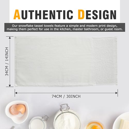 YoulerTex Luxury Decorative Hand Towels Bathroom: 2 Packs 14X30 100% Cotton Turkish Absorbent Soft Face Towel Set for Boho Bathroom Decor Kitchen Hotel Spa Farmhouse Guest Tea Gift (02 Boho White, 14"x30") - Image 2