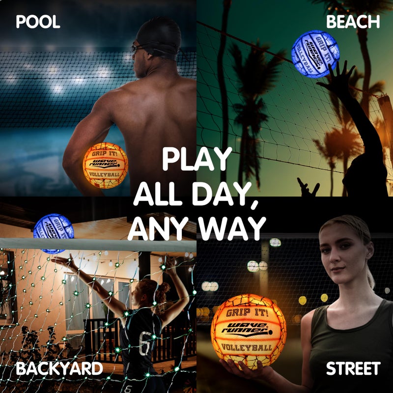 Wave Runner Waterproof Volleyball with Sure-Grip Technology - Beach & Pool Volley Ball for Kids, Teens, Adults | Outdoor Sports Gear for Day & Night Play - Image 3