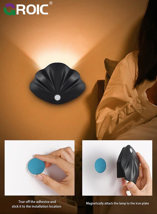 GROIC Shell Motion Sensor Night Light, USB Rechargeable, 3 Lighting Modes with Stepless Dimming, Personalized Wall Light for Bedroom, Bathroom,Stair Lights Indoor, Stick on Lights - Image 4