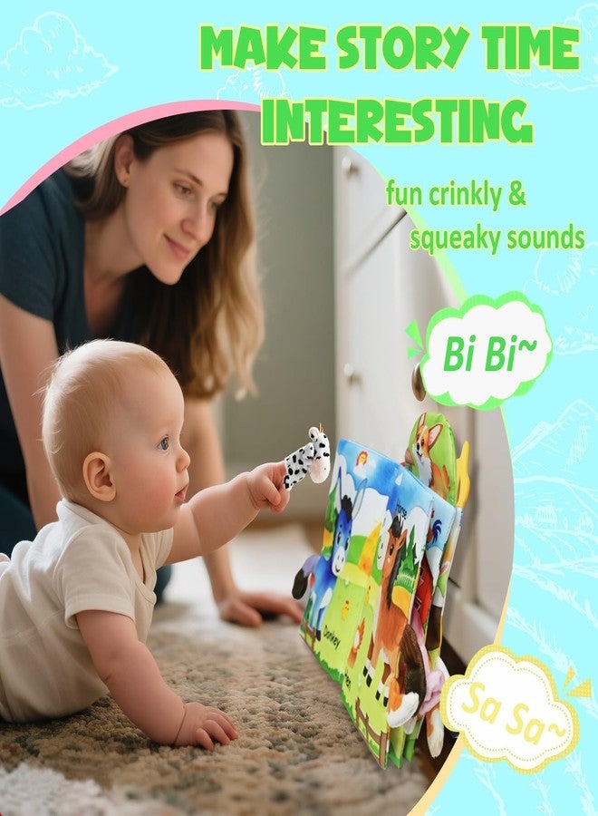 Kimicare Farm Crinkle Books for Babies with 10 Finger Puppets Set, Touch and Feel Cloth Soft Farm Animal Tail Baby Books 0-6 Months with Teething Toy, Infant Toys 6-12 Months, Baby Shower Birthday Gifts - Image 3