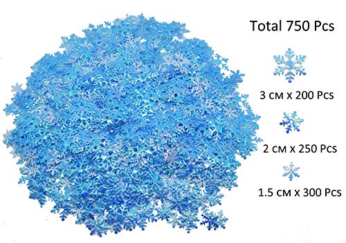 catin 750pcs Snowflake Confetti for Table Frozen Confetti Blue Snowflake Table Scatter Winter Wonderland Birthday Party Supplies 3 size - Image 5