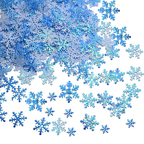 catin 750pcs Snowflake Confetti for Table Frozen Confetti Blue Snowflake Table Scatter Winter Wonderland Birthday Party Supplies 3 size - Image 1
