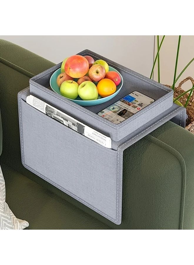 Gray Heavy Duty Fabric Hanging Storage Organizer With Top Lid And Hanging Loop Multiple Compartments Labelled Slots For Remote Controls Books Magazines Tablets Sofa Bedside Organizer Compatible With Armrest Shelves Overhead Consoles Beige Interior Design For Home And Vehicle Use - Image 5