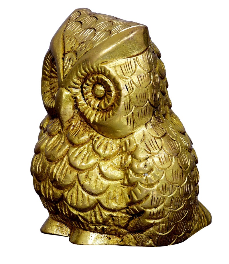 Purpledip Brass Statue 'Wise Owl': Collectible Decor Idol (10322) - Image 2