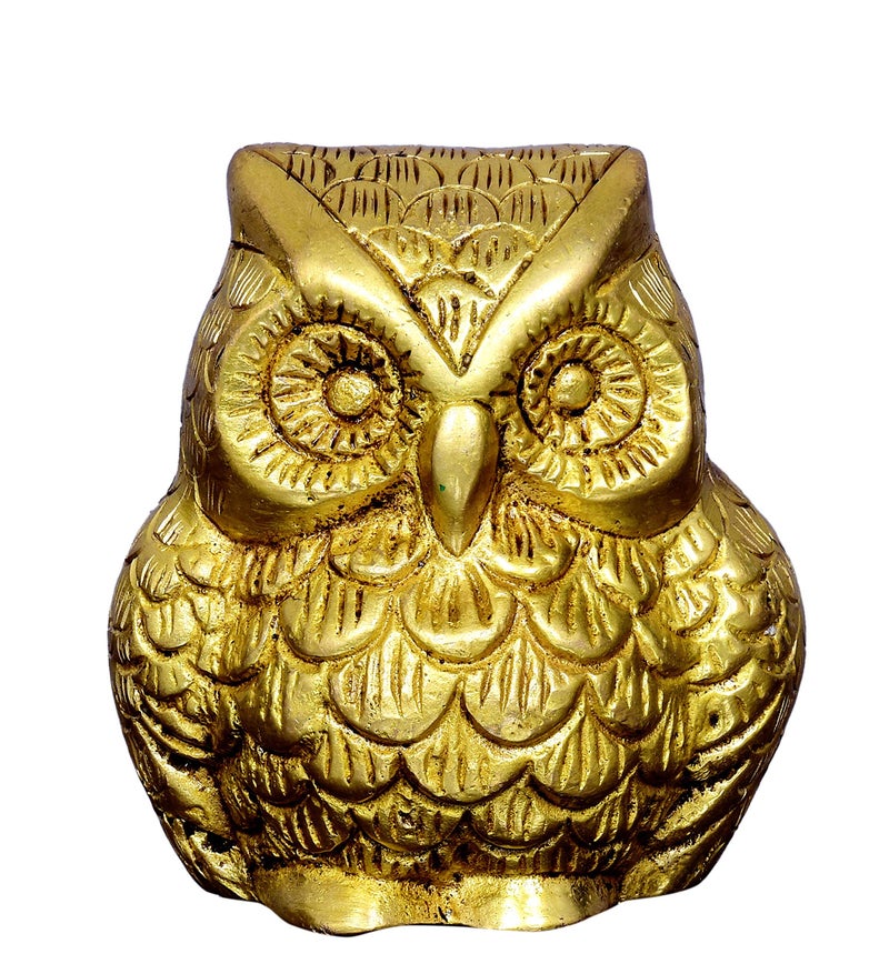 Purpledip Brass Statue 'Wise Owl': Collectible Decor Idol (10322) - Image 1