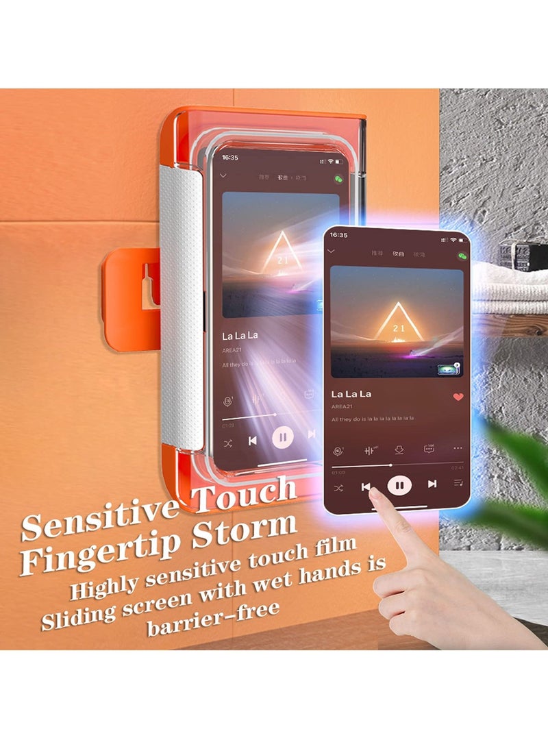 Y&D Wall Mount Shower Phone Holder Waterproof Case 180° Rotation Rotatable Stands for Bathroom Mirror Bathtub with HD Anti-Fog Screen Desktop Kitchen  - Image 5