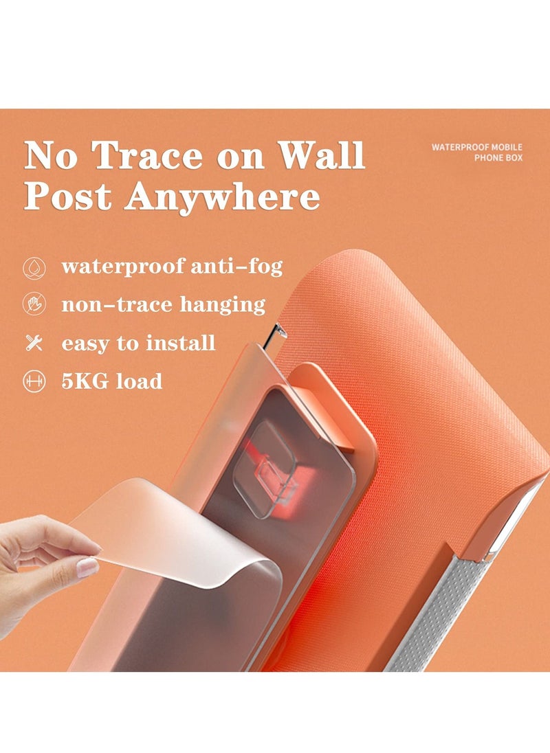 Y&D Wall Mount Shower Phone Holder Waterproof Case 180° Rotation Rotatable Stands for Bathroom Mirror Bathtub with HD Anti-Fog Screen Desktop Kitchen  - Image 3