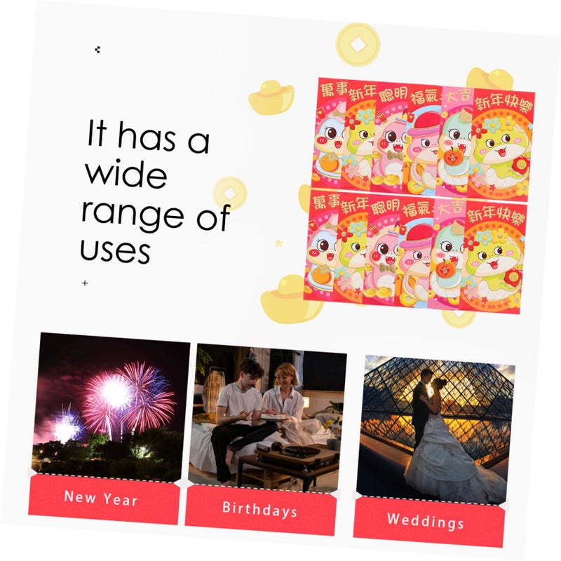 Multi Color Snake Year Red Envelopes 30pcs Chinese New Year Money Packets Elegant Design Prosperity Blessing - Image 4