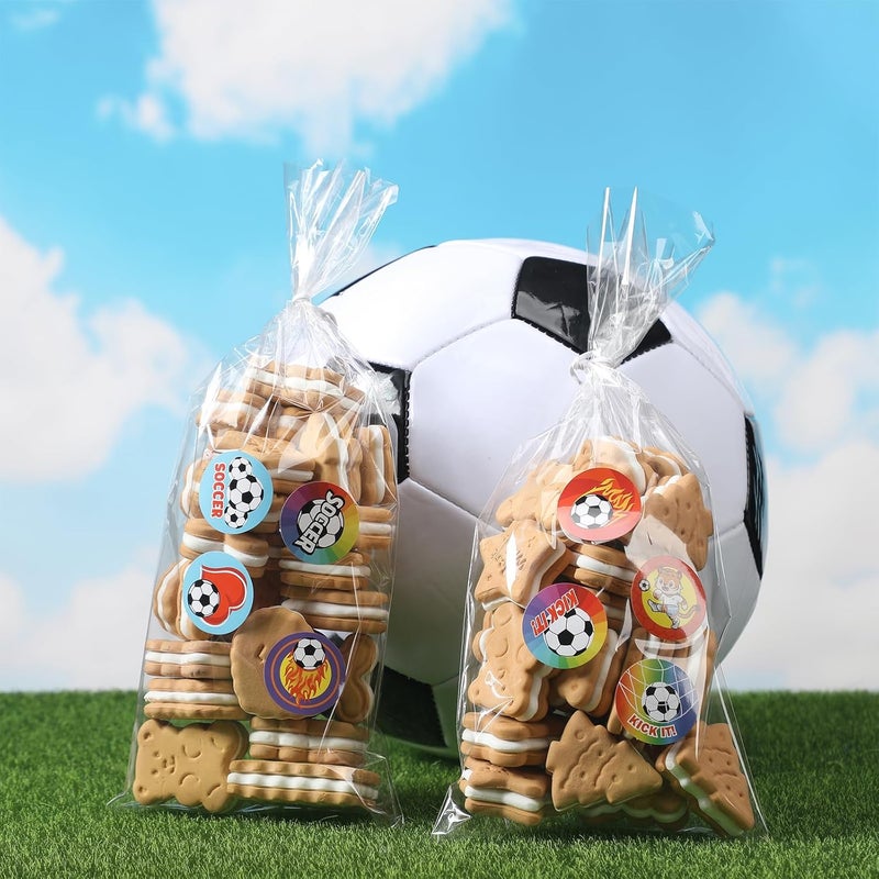 Geyoga Geyoga 1000 Pcs Soccer Stickers Soccer Party Decorations Sports Ball Stickers Envelope Stickers 12 Inch Football Labels for Kids Candy Bag Envelope Seals for Classroom Sports Party Supplies Decals - Image 3