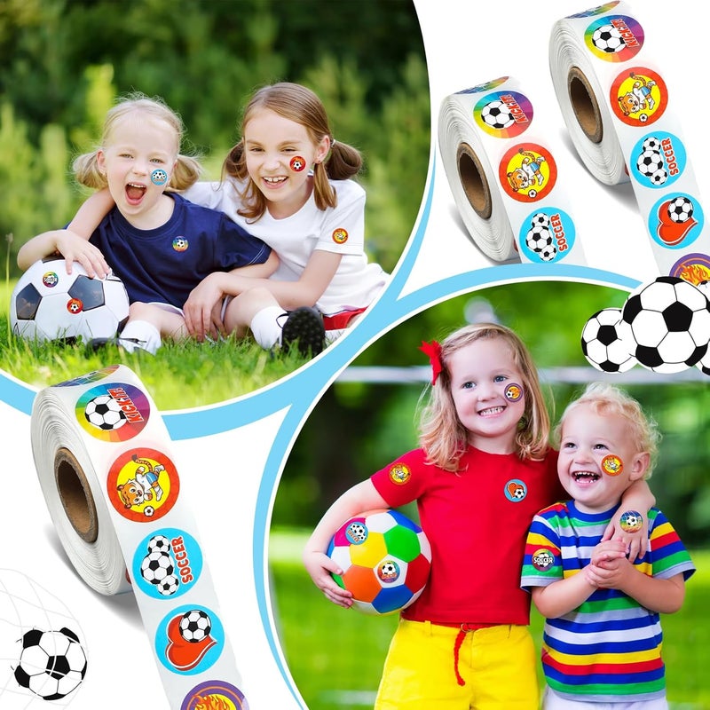 Geyoga Geyoga 1000 Pcs Soccer Stickers Soccer Party Decorations Sports Ball Stickers Envelope Stickers 12 Inch Football Labels for Kids Candy Bag Envelope Seals for Classroom Sports Party Supplies Decals - Image 4