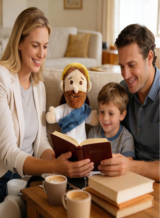 AKAIXI Jesus Hand Puppet Plush Jesus Doll 13" Blue Religious Bible Character Puppet Interactive Toy Fit Adult Hand Christian Easter Gifts for Baby Toddler Sunday School Kids First Communion Baptism - Image 3