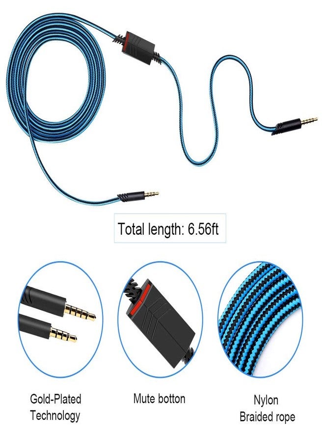 MQDITH Replacement Audio Cable Compatible with Astro A40 A40TR Gaming Headset, Inline Mute Wire and No Volume Control Cord(Blue) - Image 4