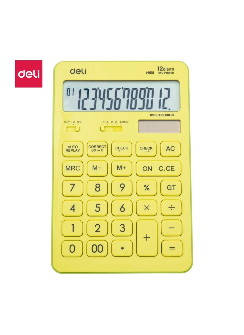 Deli Deli EM01551 RIO Desktop Calculator | 12 Digits | Solar & LR54 Battery Powered | 120-Step Check | Green | Ideal for Office & School Use (1PCS/Color Box)  - Image 1