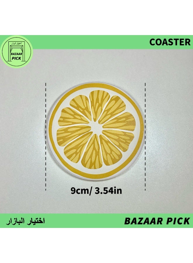 قواعد أكواب سيراميك ماصة للمياه بتصميم فواكه (9 سم) - كوستر دائري مع قاعدة فلين مانعة للانزلاق، لديكور المنزل والمكتب - Image 1