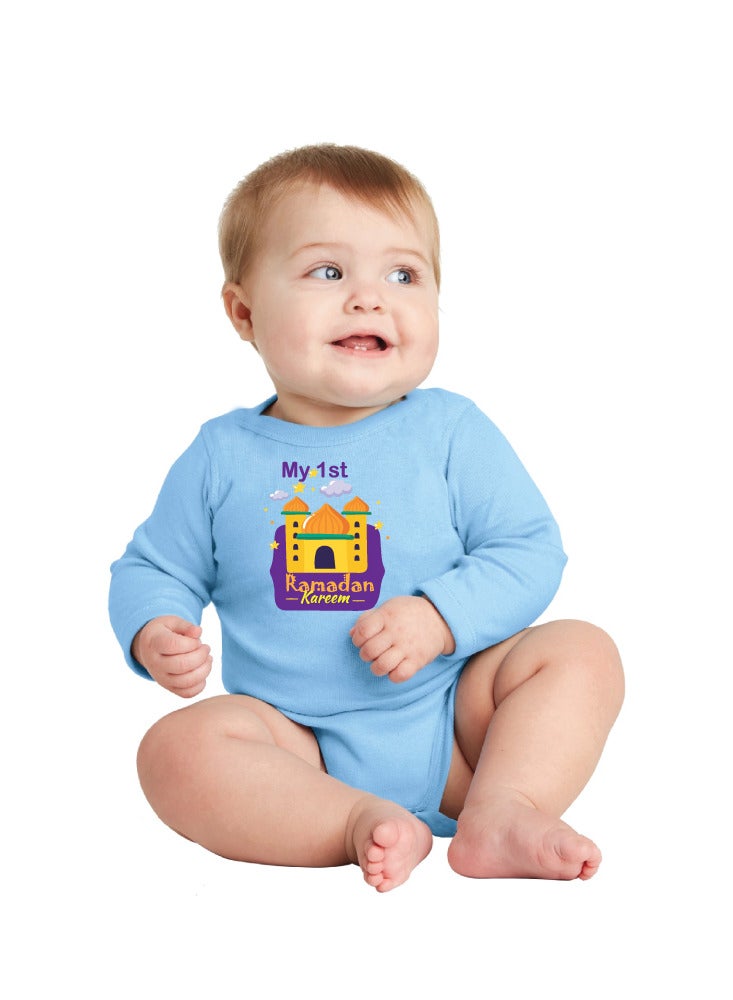 PRINTSHOP4ME My First Ramadan Kareem Outfit - Romper for Newborn Babies - Long Sleeve Cotton Baby Romper for Baby Boys and Girls - Celebrate Baby's First Ramadan  - Image 1