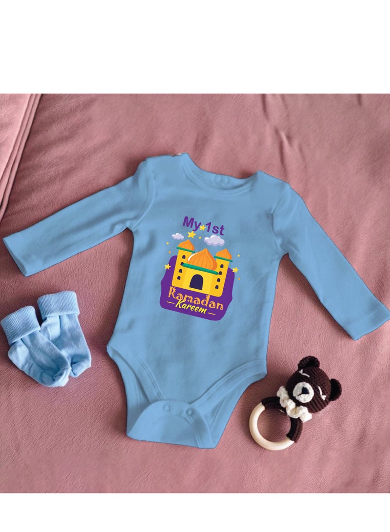 PRINTSHOP4ME My First Ramadan Kareem Outfit - Romper for Newborn Babies - Long Sleeve Cotton Baby Romper for Baby Boys and Girls - Celebrate Baby's First Ramadan  - Image 3