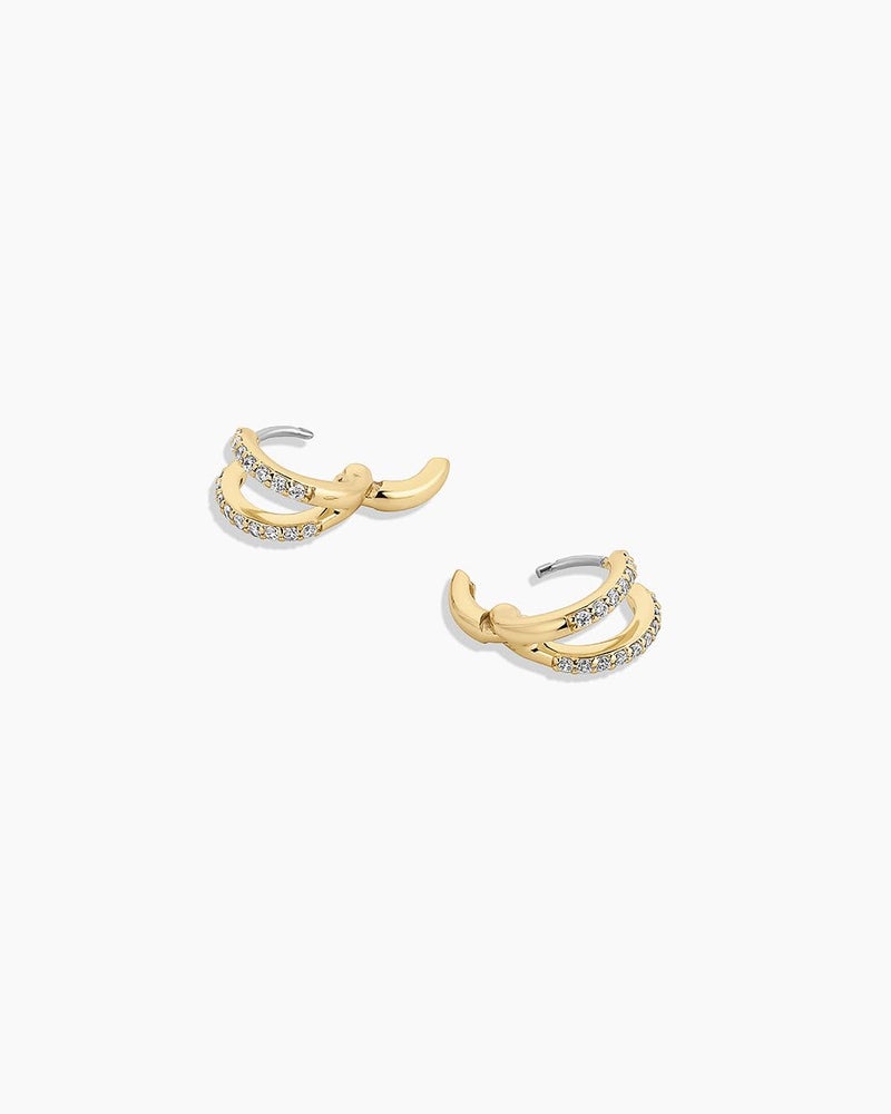 gorjana - Shimmer Double Huggies 3/8" - 18k Gold Plated - Cubic Zirconia - Illusion of Multiplicity - Women - Everyday Wear - Illusion of multiple piercings - - Image 3