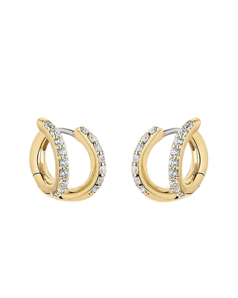 gorjana - Shimmer Double Huggies 3/8" - 18k Gold Plated - Cubic Zirconia - Illusion of Multiplicity - Women - Everyday Wear - Illusion of multiple piercings - - Image 1