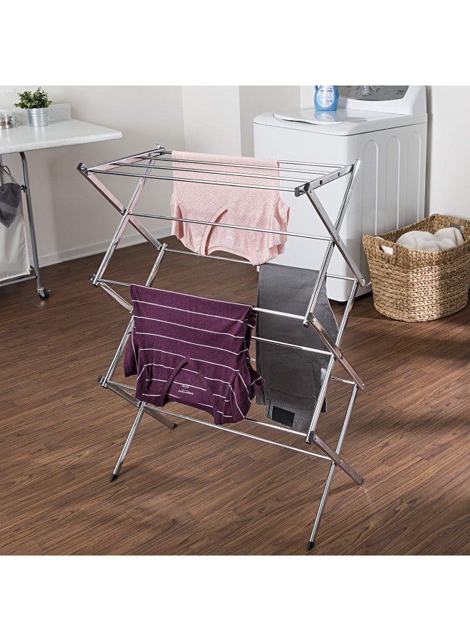 Honey Can Do Honey-Can-Do Commercial Accordion Wood Drying Rack, Chrome, for Storage - Image 2
