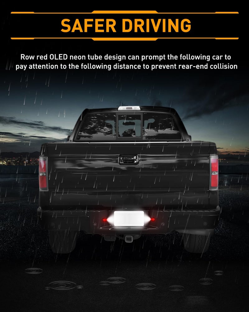 LESAUCE LED Full License Plate Light Red OLED Neon Pure White LED Tag Lights Lamps Replacement for Ford F150 F250 F350 Super Duty Ranger Pickup Explorer Bronco Excursion Expedition, 2PCS - Image 5