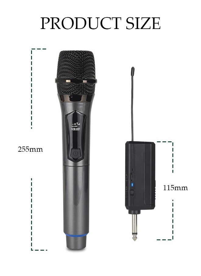 DUNISO 2Pcs Wireless Microphone，Hand Microphone，Rechargeable Microphone，Professional Cordless Microphone，Used for Karaoke Nights and Family Gatherings DJ、 Meeting，Grey  - Image 2