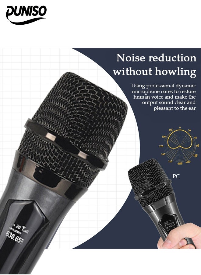 DUNISO 2Pcs Wireless Microphone，Hand Microphone，Rechargeable Microphone，Professional Cordless Microphone，Used for Karaoke Nights and Family Gatherings DJ、 Meeting，Grey  - Image 5