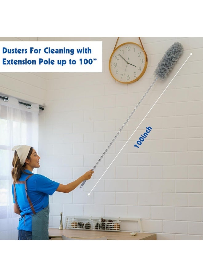 Bukela Dusters for Cleaning, Feather Duster Set, 10PCS Duster with Extension Pole Up to 100'' - Extendable, Bendable, and Washable for Ceilings, Chandeliers, and Furniture - Image 2