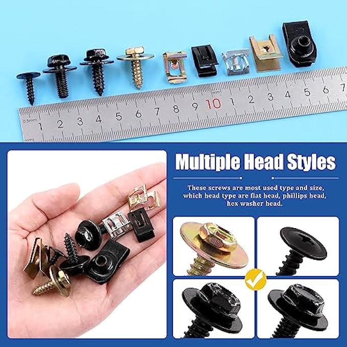rayihni 72Pcs 9 Sizes Screw Bolt Nut Retainer Car Engine Under Cover Splash Shield Guard Body Bolts Bumper Fender Liner Push Retainer Fastener Rivet Clips Assortment Kit - Image 5